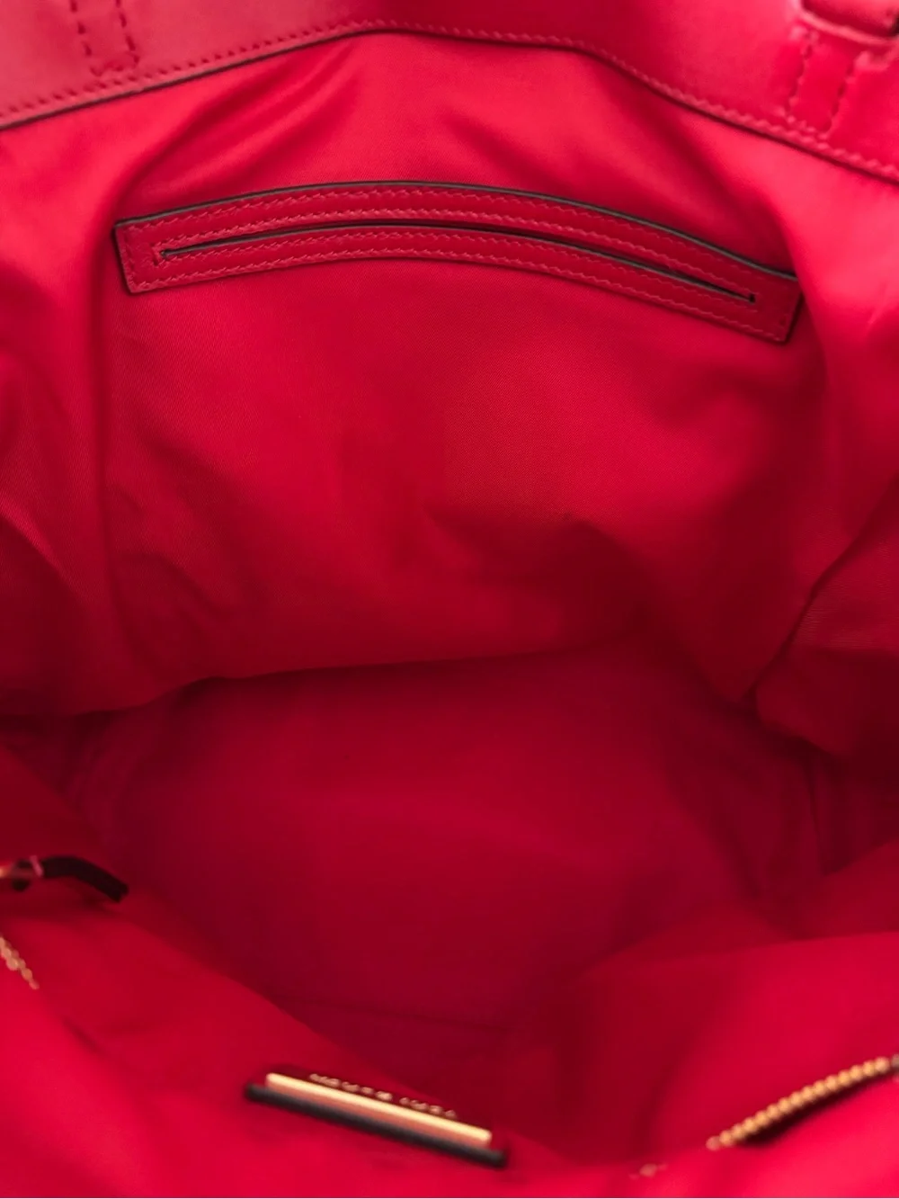 Tory Burch Georgia Slouchy Red Quilted Leather Tote with Gold Logo